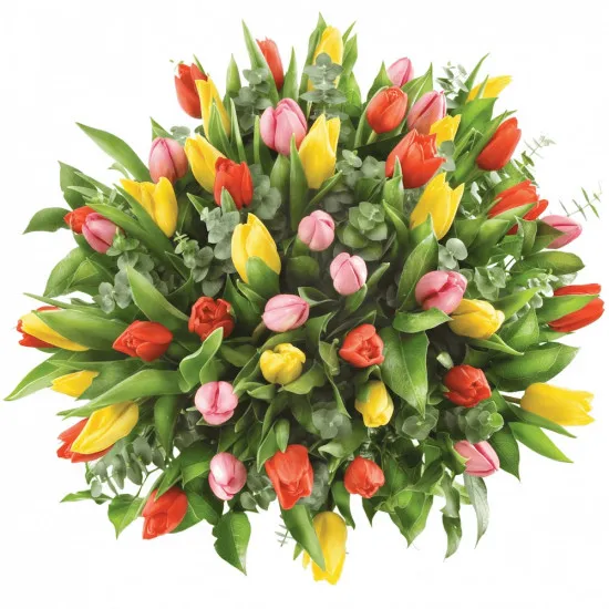 Piękny Bukiet Kolorowych Tulipanów