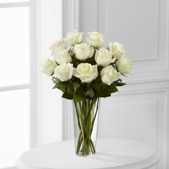 E8-4812 The White Rose Bouquet - VASE INCLUDED