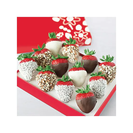 Truskawki W Białej i Gorzkiej Czekoladzie W Posypce Kokosowej i Orzechowej