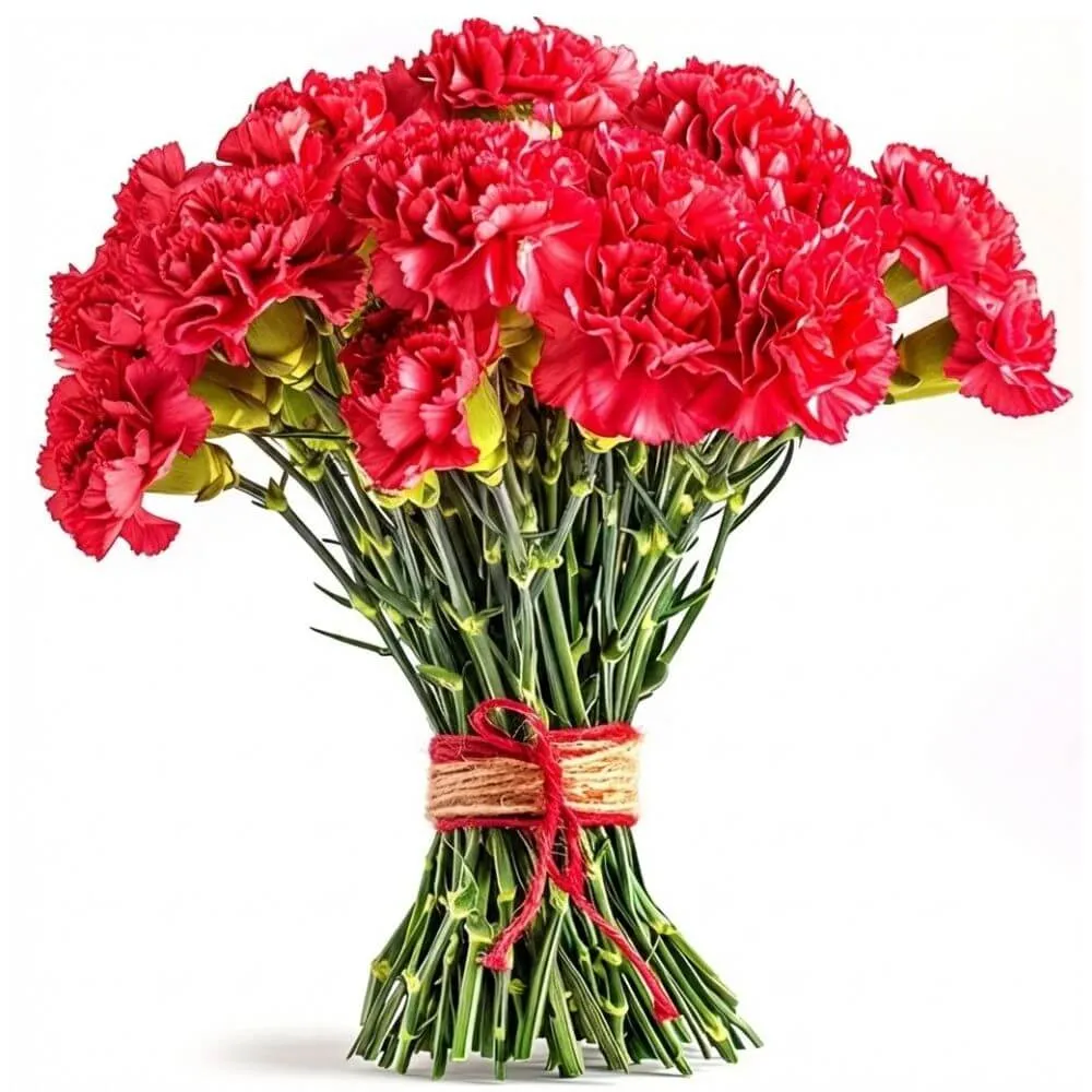 21 czerwonych goździków