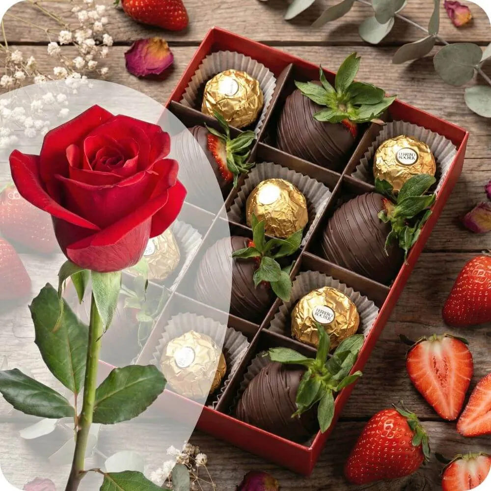 Dark and gold z czerwoną różą